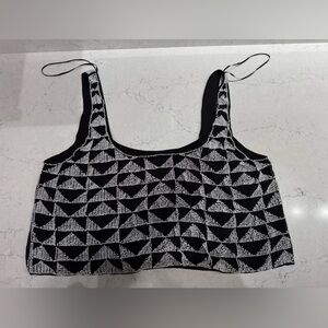 Zara Black and White Beaded Crop Top